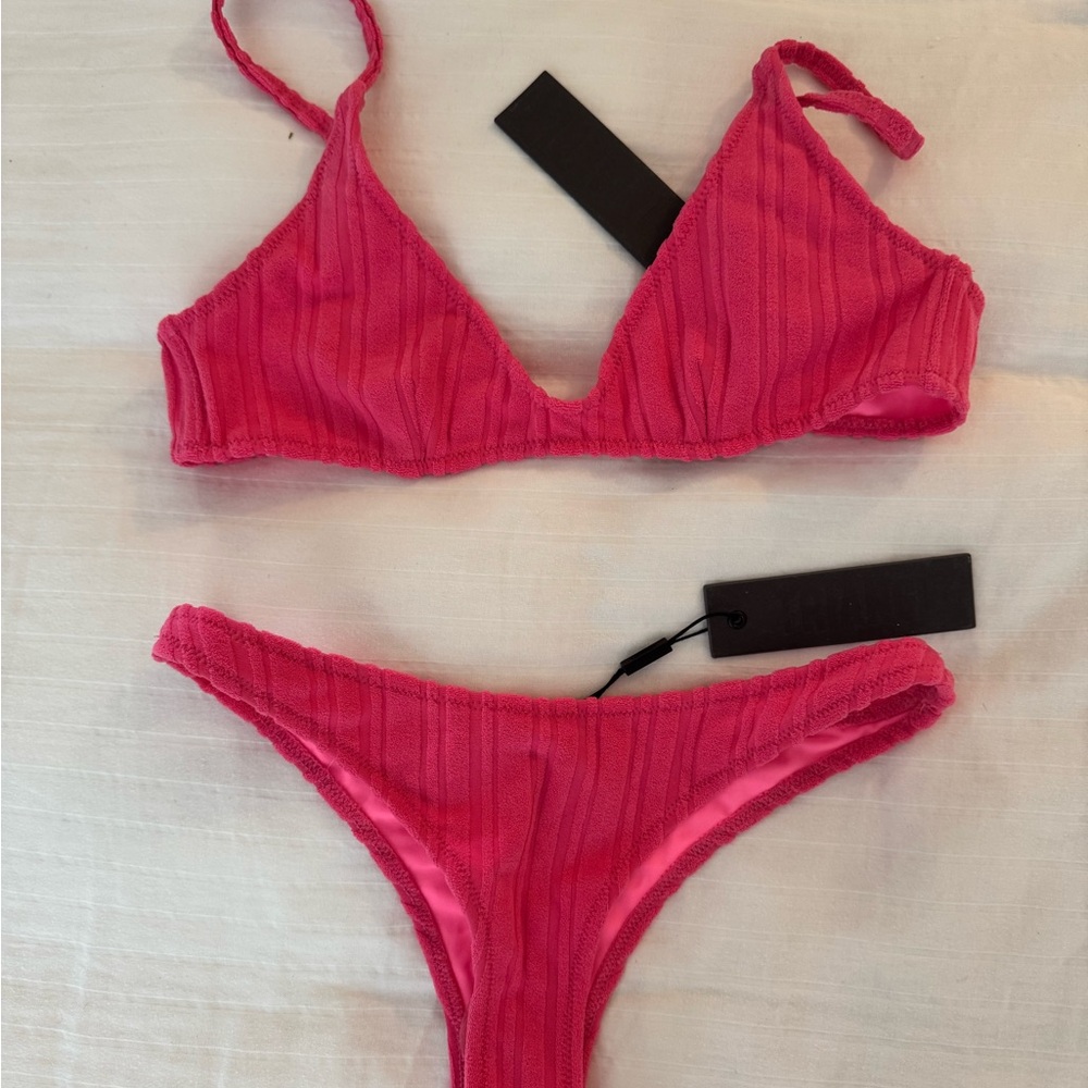 Triangle Swim Brand new Pink Ribbed Bikini Set